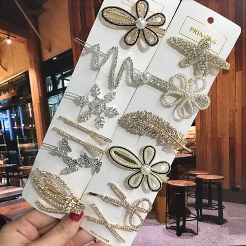 Crystal Hair Clips for Women 2021 Fashion Snowflake Flower Rhinestone Hair Accessories Female Vintage Jewelry