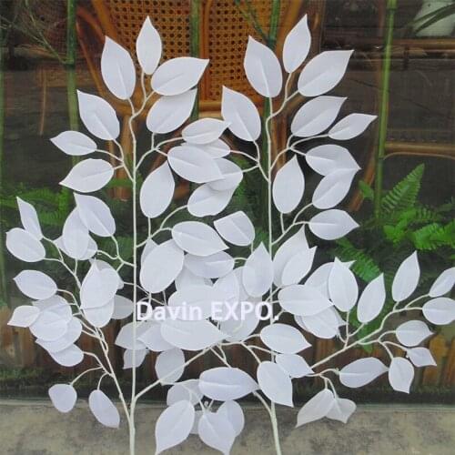 12 pcs Decor artificial plants white silk artificial leaves home decoration leaves wedding party arch wedding vintage supplies