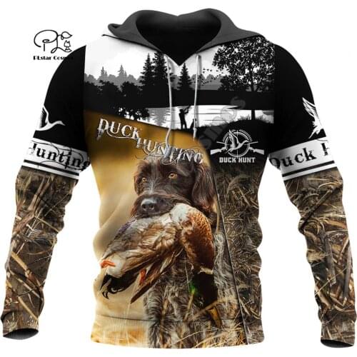 PLstar Cosmos Duck Hunting Animal Hunter Camo Tattoo Dog Tracksuit Pullover Streetwear 3DPrint Men/Women Autumn Funny Hoodies B3