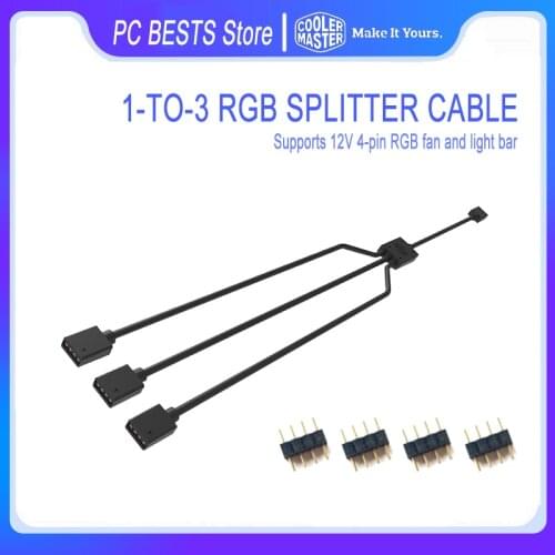 Cooler Master 1 TO 3 12V RGB Fan Splitter Cable Compatibility 4Pin 5pin LED Lamp Bar Cable Extension Cord