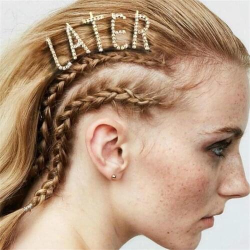 Personality Letter Sort Freedom Shiny Rhinestone Ladies Hairpin Jewelry Fashion English Letter Ins Hair Accessories Headwear