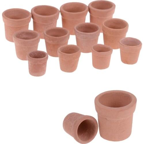 Mini Red clay Flowerpot Simulation Garden Flower Pot Model Toy For 1/12 Dollhouse Miniature Doll Houses Accessories