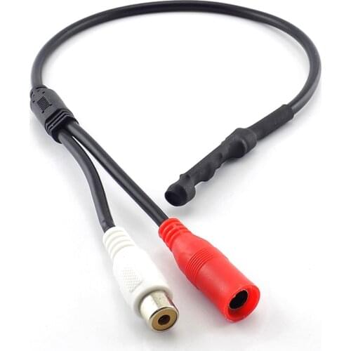 Mini Microphone Pickup DC 12V Sound Monitor Audio Pickup Audio RCA Power Cable for Cctv Camera DVR System Video Surveillance