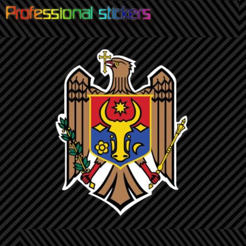 Moldovan Coat of Arms Sticker Decal Self Adhesive Vinyl Moldova Flag MDA MD Stickers for Cars, Bicycles, Laptops, Motos