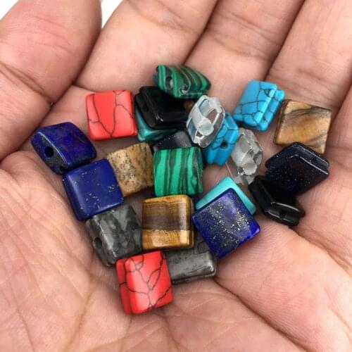 Charm Square stones Cabochon Natural Gem Stone Bead For Punk Hippop Bracelet DIY Fashion Jewelry Making Natural Accessories