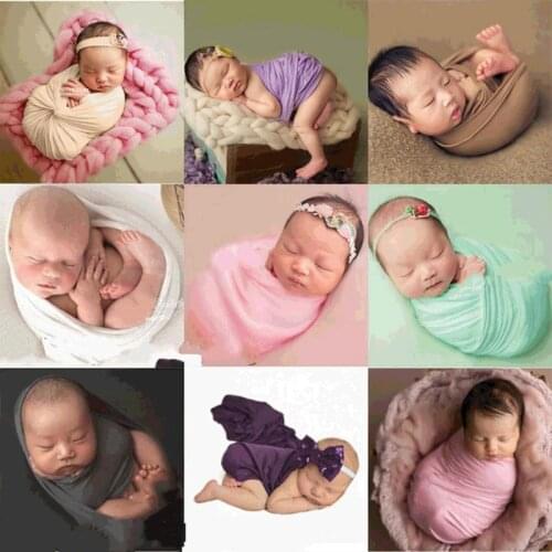 Infants Photography Shoot Newborn Baby Photo Props Blanket Soft Skin-friendly Elastic Clothes Stretch Photography Wrap