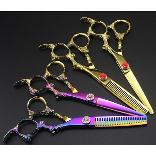 High quality 6 inch japan 440c Dragon handle hair scissors haircut thinning shears makeup cutting barber hairdressing scissors