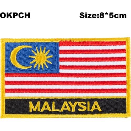 Malaysia Flag patcheswork fabric embroidery patch cutstom DIY stickers on clothing with iron PT0114-R