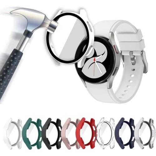 Glass+Case for samsung Galaxy watch 4 Accessories PC all-around Anti-fall bumper cover+Screen protector Galaxy watch4 44mm 40mm