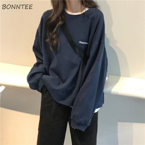 Hoodies Women Fashion Harajuku Letter Simple Spring Thin All-match Femme Sweatshirt Korean Chic Large Size Black Girls Pullovers
