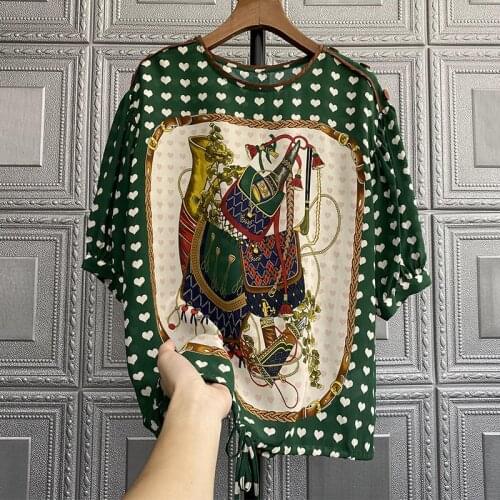 Mulberry Silk Top Shirt Women Summer Autumn Spring round neck short-sleeved Silk Shirt Women Blouse T Shirt Ladies Tops