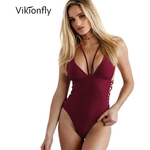 Vikionfly Black One Piece Swimwear