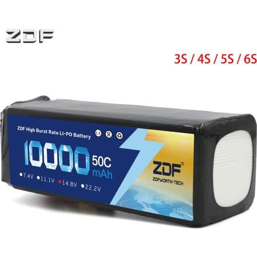 ZDF 3S 4S 5S 6S 11.1V 14.8V 18.5V 22.2V 10000mah 50C Li-po Battery For RC UAV drone 1:5 1:8 1:10 racing Bigfoot Climbing Car