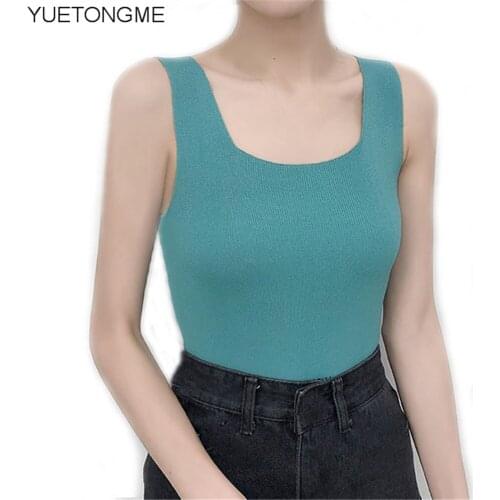 Women top women green blue shirt sexy high street style Tank Tops Knitted Solid knitted women clothing TSP216