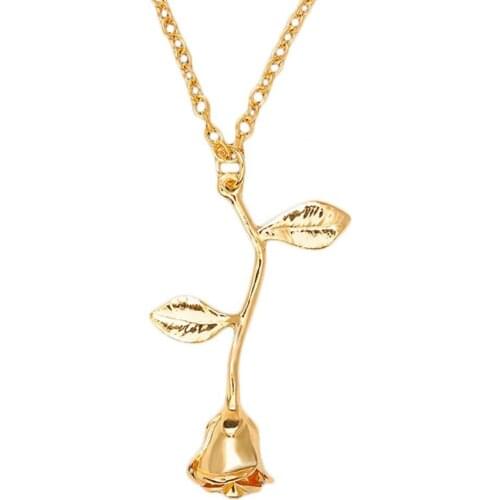 50%HOTNecklace Unique Rose Flower Design Alloy Women Chain Necklace for Gifts