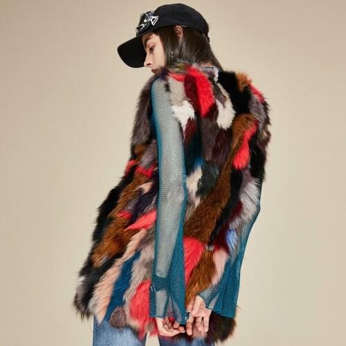 100% Real Fox Fur Vest Natural Fox Fur Vest Gilet Women Regular Standard Covered Button Design Jackets Coat Plus Size