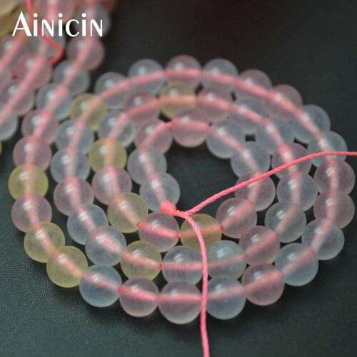10pcs High Quality 8~10mm Light Blue & Pink Dyed Color Crystal Stone Strand Round Beads