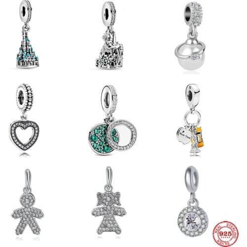 100% 925 Sterling Silve castle pearl boy girl apple pendant Dangle Beads Fit Original Pandora Charms Bracelets DIY Women Jewelry