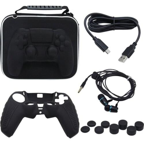 12 in 1 Storage Bag Carrying Case Controller Cover for PS5 Gamepad with Silicone Gamepad Protective Cover Case Thumb Grip Cap