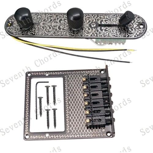 3 Way Wired Loaded Prewired Control Plate and Humbuckers Mount Hole 6 String Roller Saddle Bridge for TL Electric Guitar