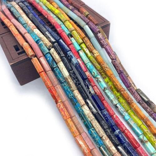 30pcs Natural Stone Emperor Beads Cuboid DIY Jewelry Making Loose Bead Charm Bracelets Accessories Necklaces for Women 5x13mm