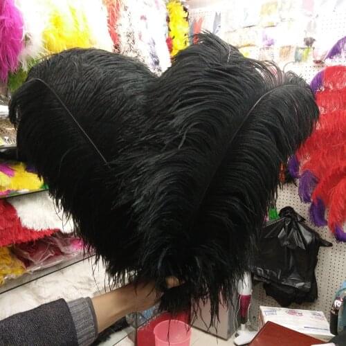 Beautiful 50 pcs "Thick Stem" Male Ostrich Feathers Black 30-32inches/75-80cm Wedding Birthday Christmas Decoration
