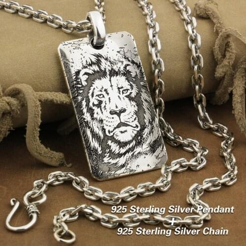 999 Pure Silver High Details Deep Laser Engraved Tiger King Dogtag Sharp Claws Mens Biker Pendant 9X026S