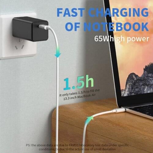 65W GAN Charge 3.0 PD Fast Charging Adapter Type C GaN Charger Macbook Pro for iPhone mobile phone Samsung Xiaomi US plug
