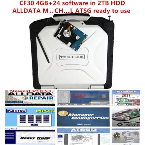 Alldata and mi..ch.. software Atsg 2017 installed well cf30 laptop 4GB all data 10.53 m..ch.. on-de...d 24 software in 2TB hdd