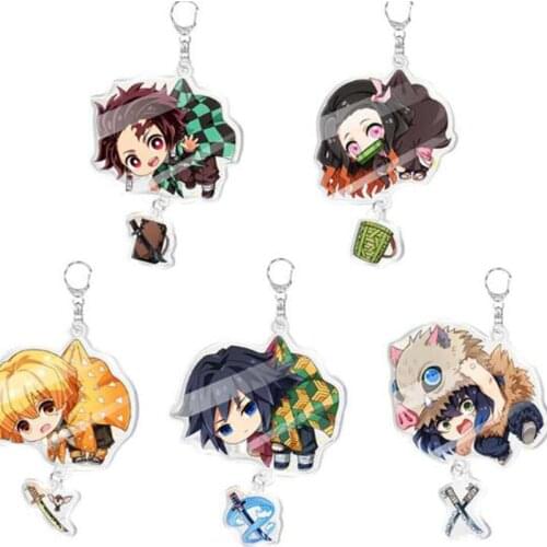 Anime Demon Slayer Kimetsu No Yaiba Keychain Kamado Tanjirou Kamado-Nezuko Tomioka Giyuu Acrylic Key Chain Cute Funny Cartoon
