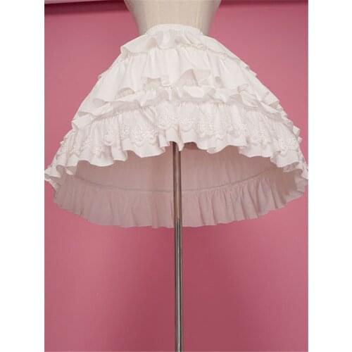 White Lolita Petticoat Chiffon Layered Lace Trim Ruffled Lolita Pettiskirt MinI Cake Skirt