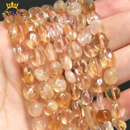 5-8mm Natural Stone Irregular Yellow Citrines Crystal Loose Spacer Beads For Jewelry Making DIY Bracelet Accessories 15"Inches