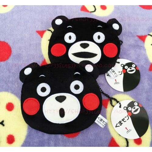 IVYYE 13CM kumamon Black Anime Plush Coin Purse Cartoon Soft Change Purses Coins Wallet Card Key Bags Kid Gifts