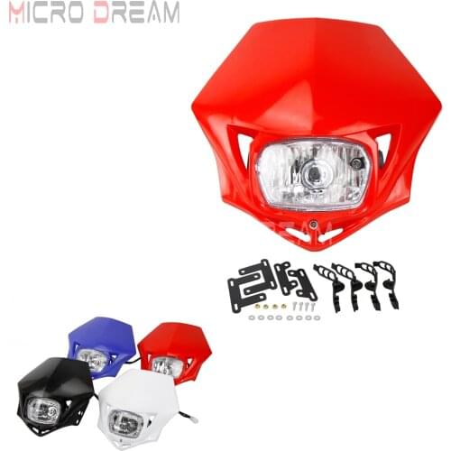 E-MARK 35W Dual Sport Motorcycle Headlight Fairing Red Dirt Bike Motocross Headlamp For Honda CRF CRM CR XR 125 150 250 450 R L