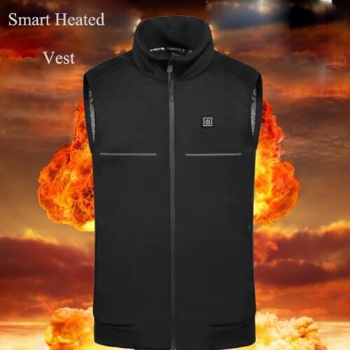 Electric USB Heating Cotton Jacket Smart Heating Adjustable Temperature Warm Heated Vest Safety Winter New Mens Stand Collar