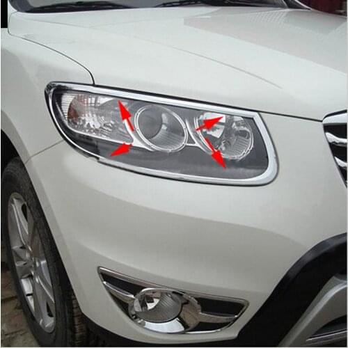 Fit For HYUNDAI Santa Fe 2010 2011 2012 Chrome Front Headlight Head Light Lamp Cover Trim Trim
