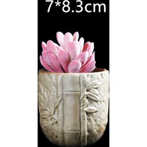 Creative Round Bamboo Planter Mould for Concrete Diy Cement Silicone Flowerpot Mold