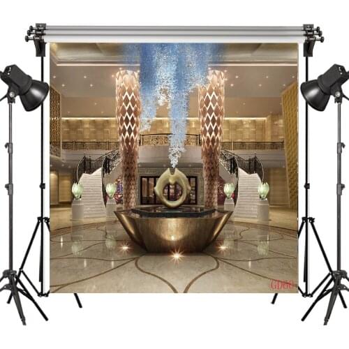 LB 8x8FT Palace Modern Hall Diamond pattern lamppost Seamless Washable No Folds Polyester Backdrop Background Photography Studio