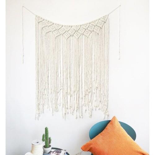 Macrame Woven Wall Hanging Boho Chic Bohemian Room Geometric Tapestry Art Beautiful Apartment Dorm Room Decoration Outdoor