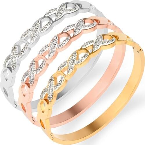 FYSARA Fashion Versatile Temperament Handmade Stone Inlaid Titanium Steel Bracelet Vacuum Plating Color Preserving Open Bracelet