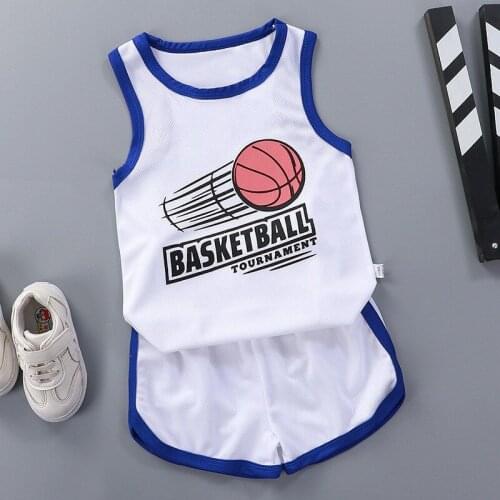 2021 New Sleeveless Sportswear Boys Summer Outfits Vest+shorts Children Basesball Suit Fashion Sports Casual Two Piece Set