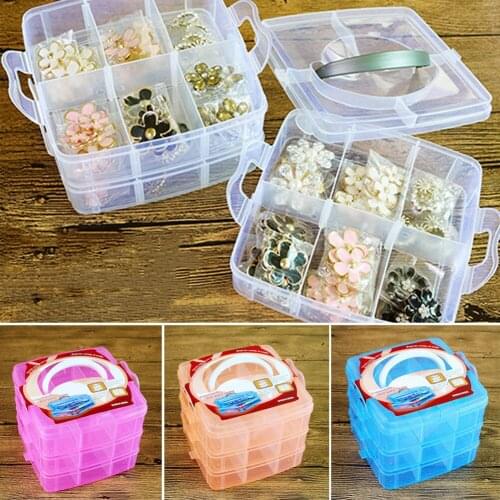 Brand New 2019 Newest Arrivals 3 Layers 18 Clear Plastic Jewelry Bead Storage Box Container Organizer Case Craft Boxes