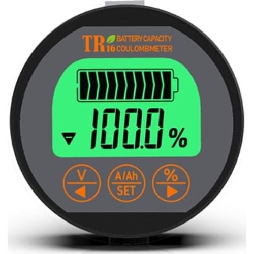 New DC 8-80V 50A 100A 350A TR16 Coulomb Counter Meter Battery Capacity Indicator Ammeter Voltmeter Battery Tester