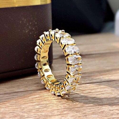 New Product S925 Silver Full Diamond Ring 3*5 Oval Cut Woman Engagement Wedding Bands Ring Jewelry