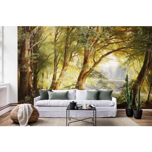 Living room wallpaper Landscape oil painting woods wall papers home decor modern