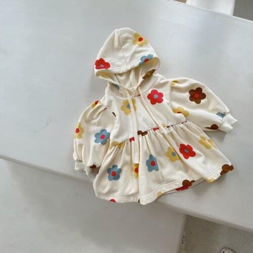 Toddler Dresses Baby Girls Casual Cute Floral Clothes Spring Autumn Children Girls Pullover Hoodies Sweatshirts A-line Dress