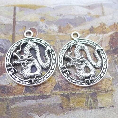 10 PCS/Lot 23mm*27mm Pendant Antique Silver Color Dragon Charms For DIY Jewelry Making DIY
