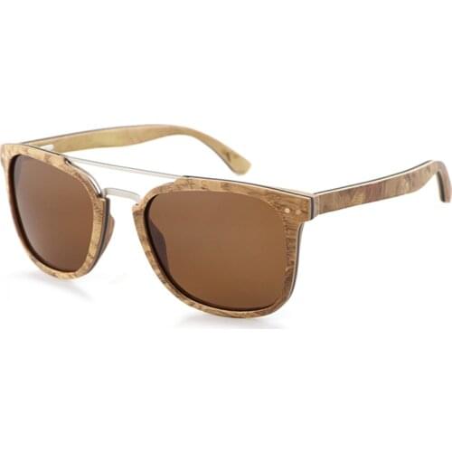 Dropshipping Private Label Brown Man Sun Glasses Polarized Lens Square Olive Wood Laminated Sunglasses