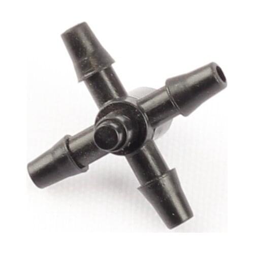 50pcs 4mm Female Five Way Connector to 3/5mm Hose Micro Irrigation Pots Raised Bed Sprinkler Fitting Veg Plot Watering Dropper