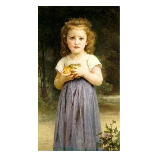 Handmade Oil painting reproduction Little Girl Holding Apples by William Bouguereau